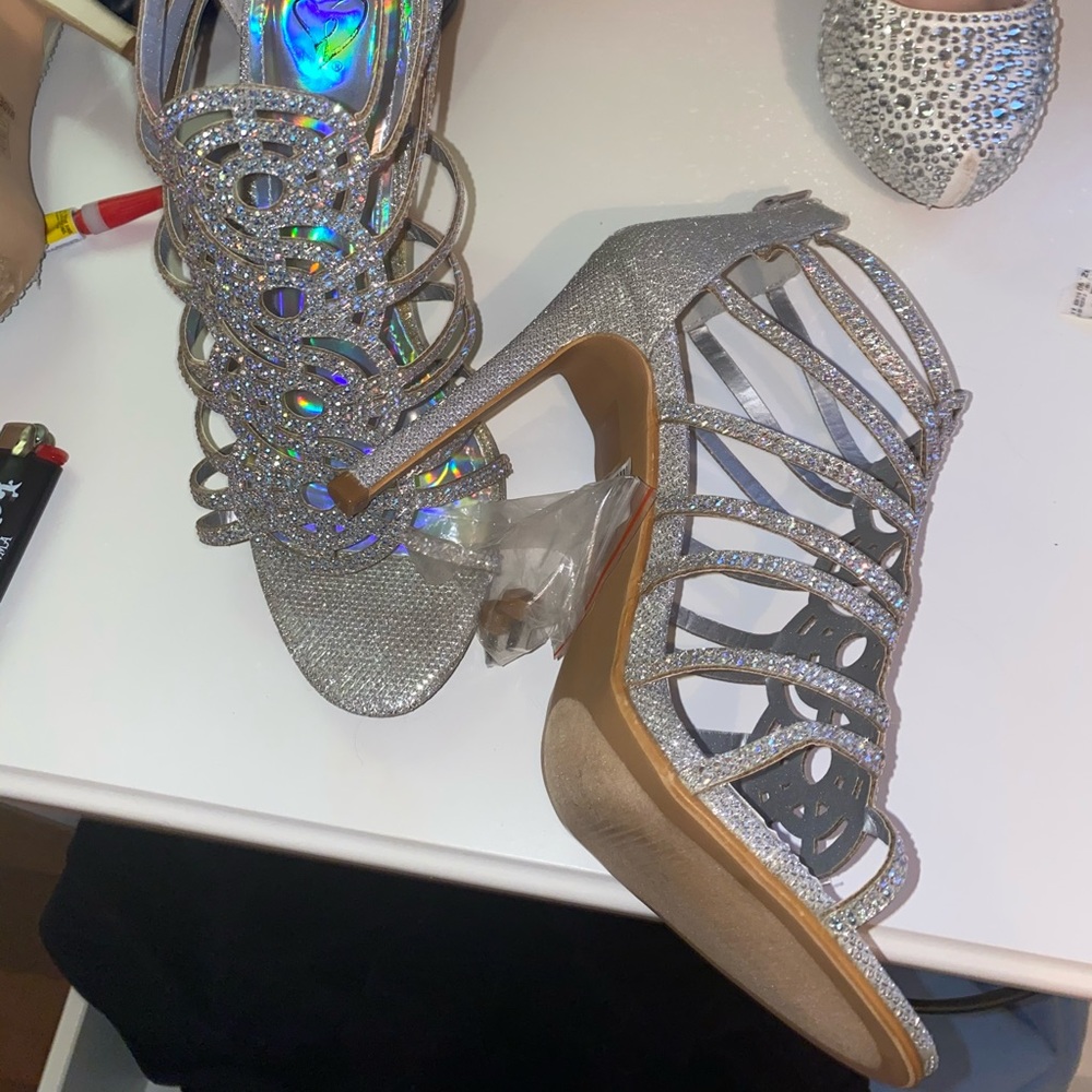 Silver sparkly heels
